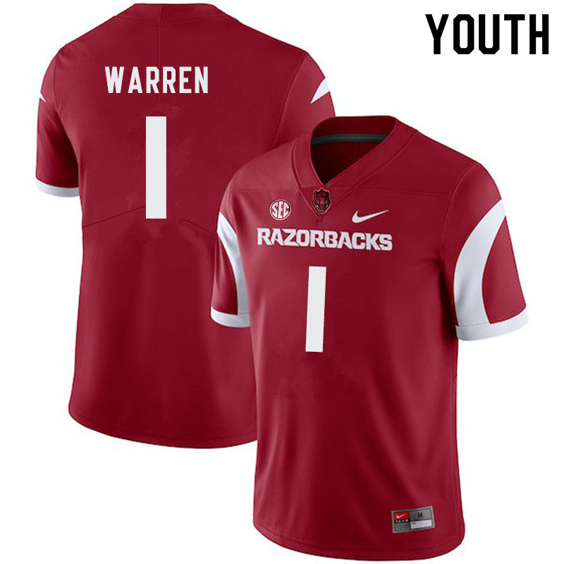 Youth #1 De'Vion Warren Arkansas Razorbacks College Football Jerseys-Cardinal